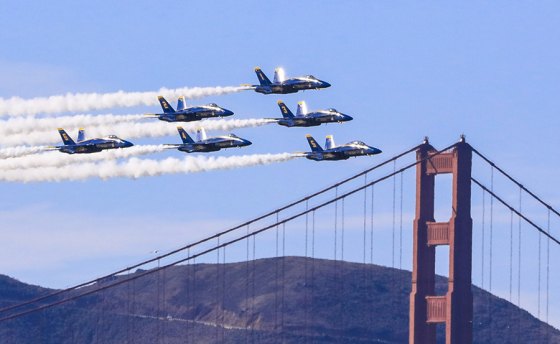Foundation sponsors Zoom Live Speakers Series to aid kids of disabled veterans The Blue Angels flying over San Francisco Golden Gate Bridge during a recent air show.